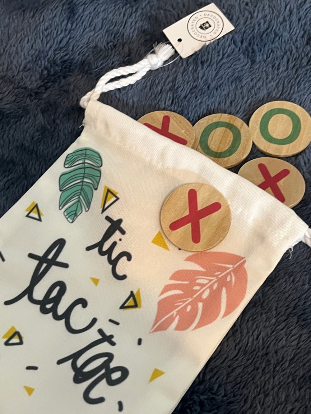 Travel Tic Tac Toe Game Set w/ Drawstring Bag NWT